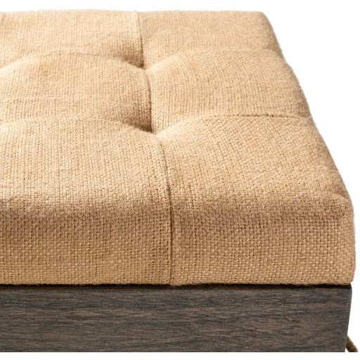 Surya Kassi Modern Rustic Tan Jute & Wood Storage Ottoman KSS-001 - Image 5