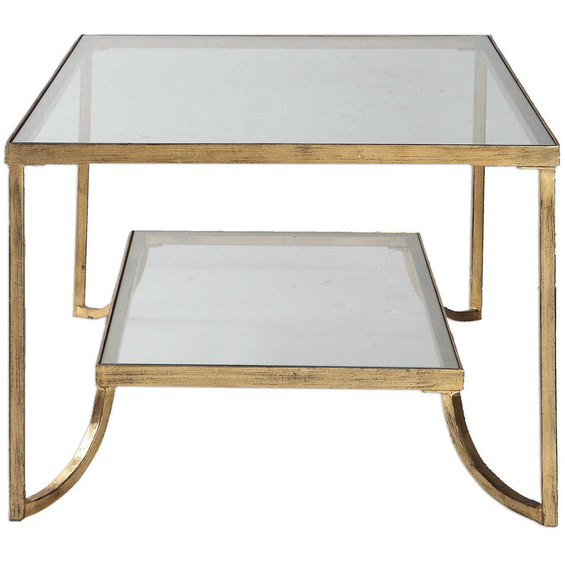 Uttermost Katina Glass Top With Antiqued Gold Iron Coffee Table - Image 5