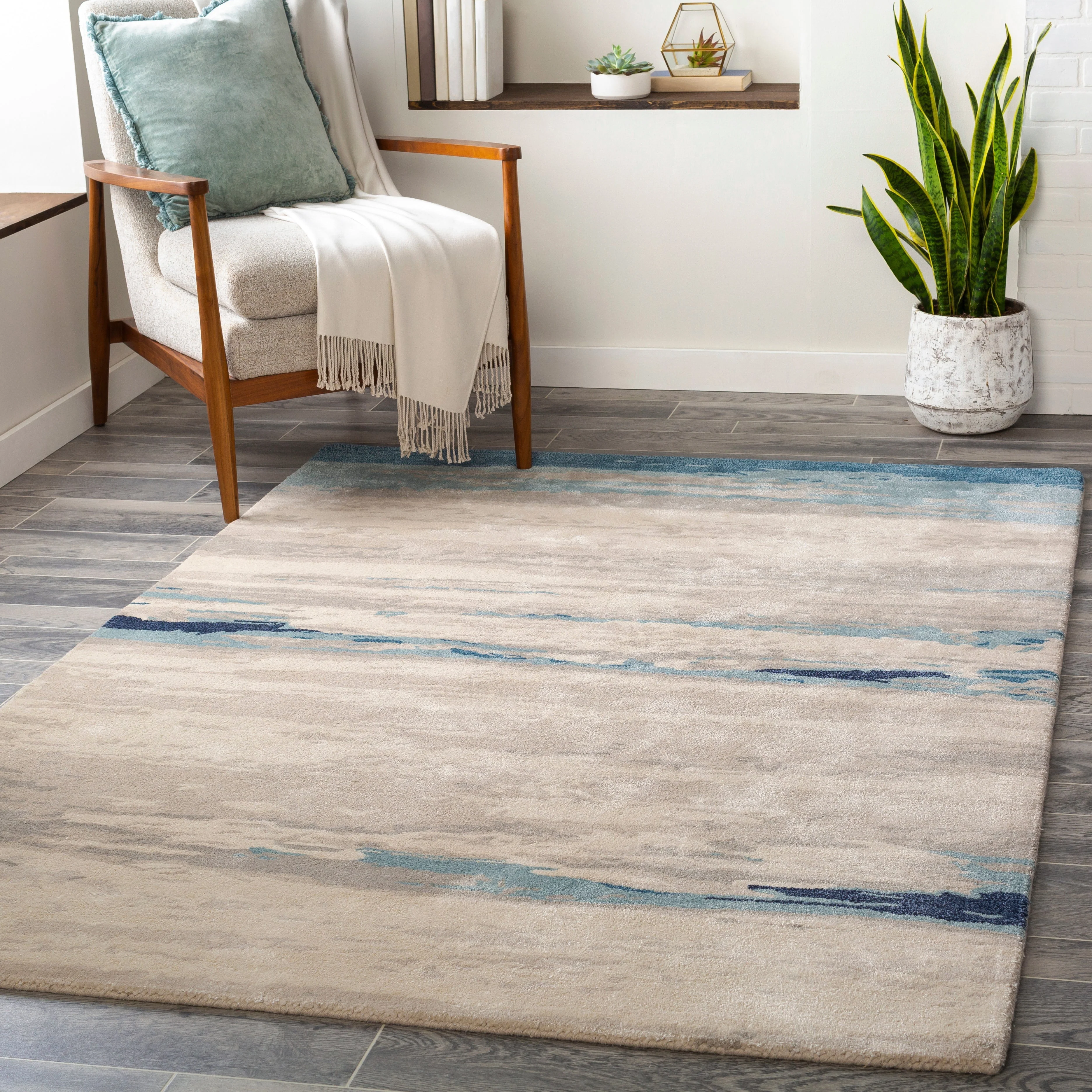 Surya Rugs Kavita Collection Gray, Oatmeal, Ink Blue, Deep Teal & Ice Blue Area Rug KVT-2306 - Image 3