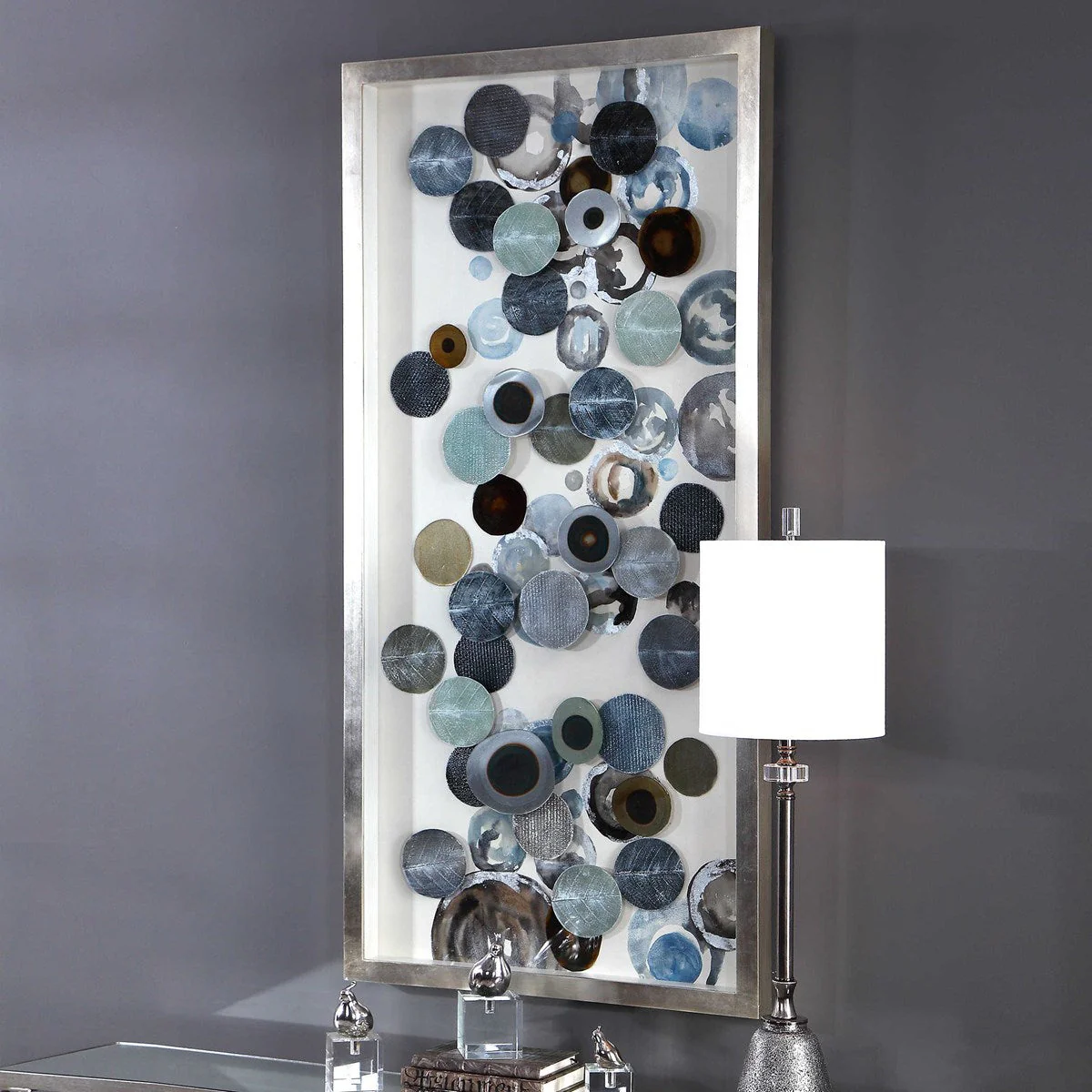 Uttermost Kella Iron Discs Antiqued Silver Leaf Shadow Box Frame - Image 3