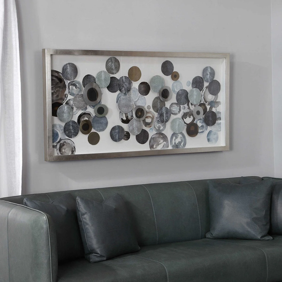 Uttermost Kella Iron Discs Antiqued Silver Leaf Shadow Box Frame - Image 4