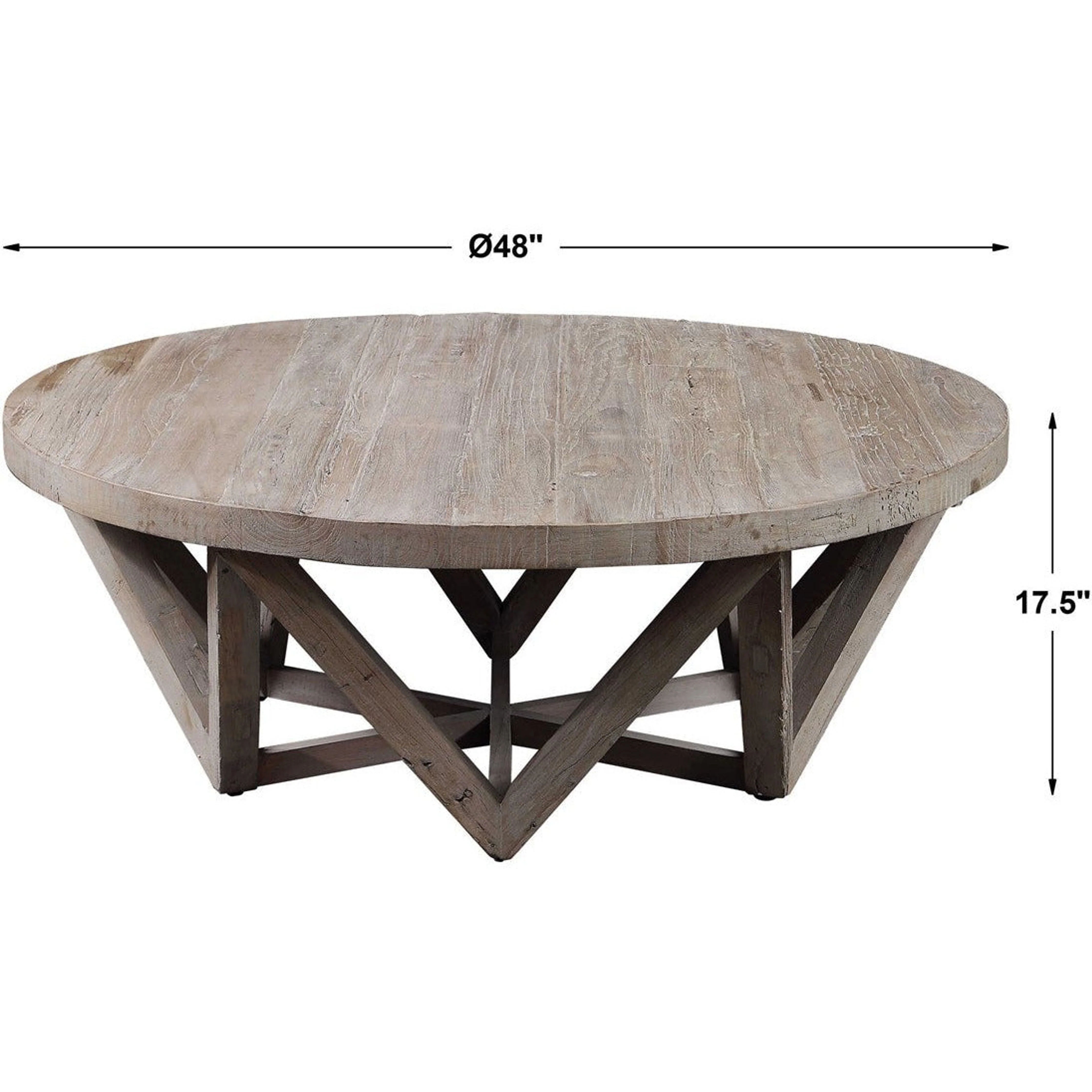 Uttermost Kendry Reclaimed Wood Rustic Modern Round Coffee Table - Image 6