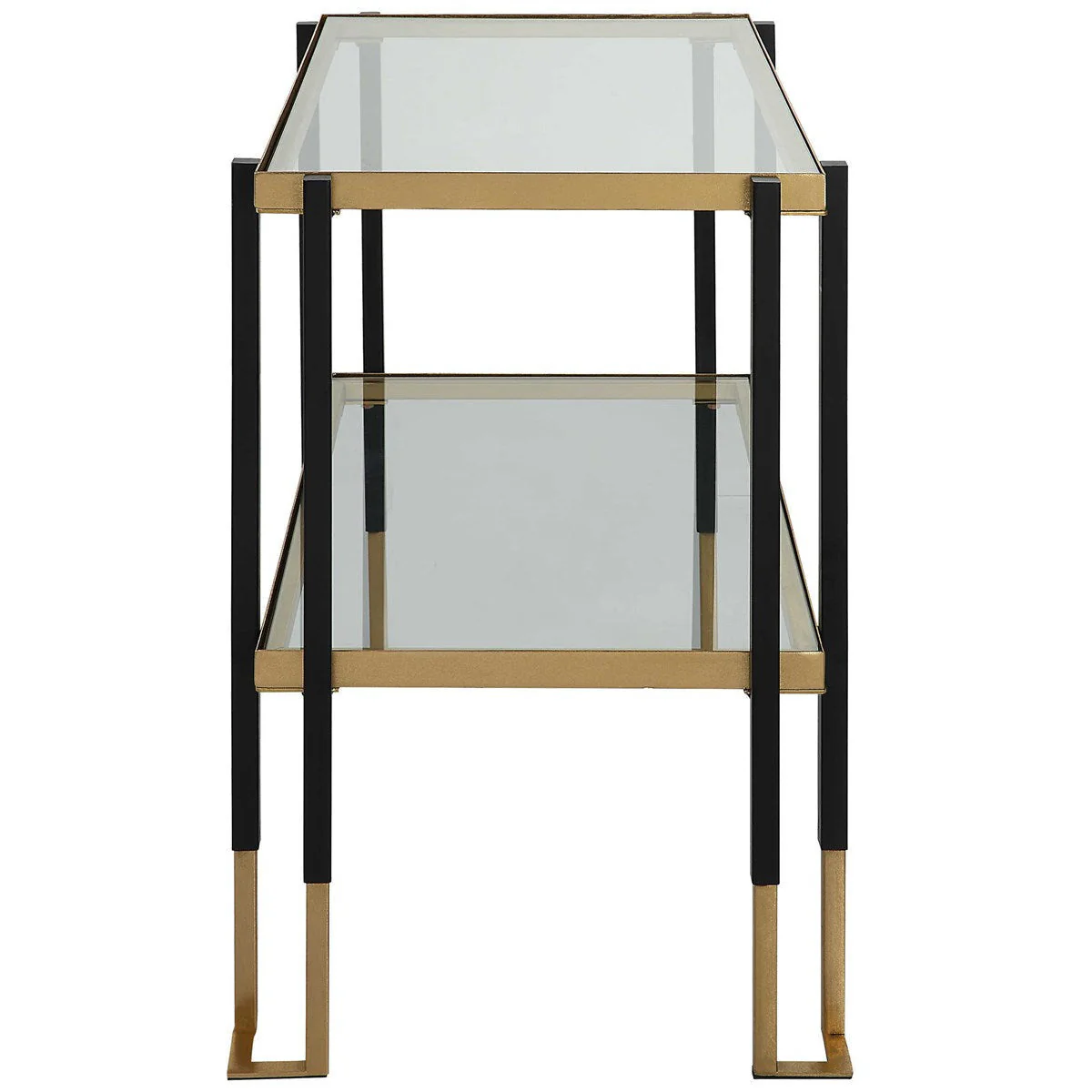 Uttermost Kentmore Glass Top With Matte Black and Brushed Gold Iron Contemporary Side Table - Image 4