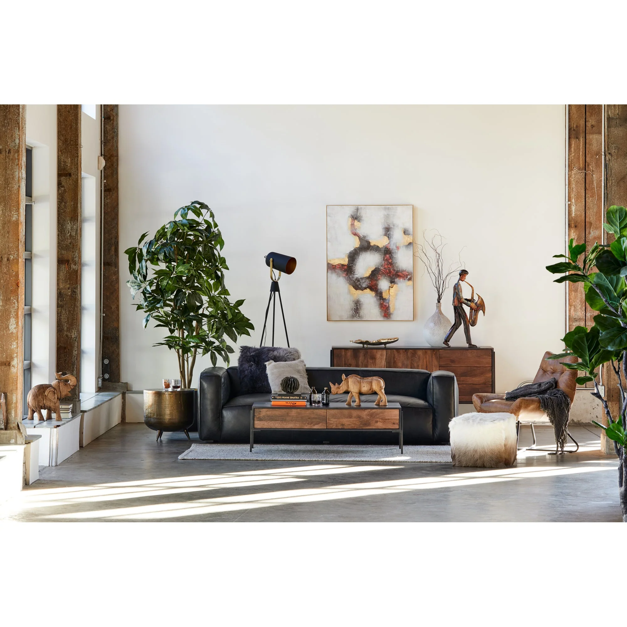 Moe's Home Collection Kirby Black Leather Sofa - Image 11