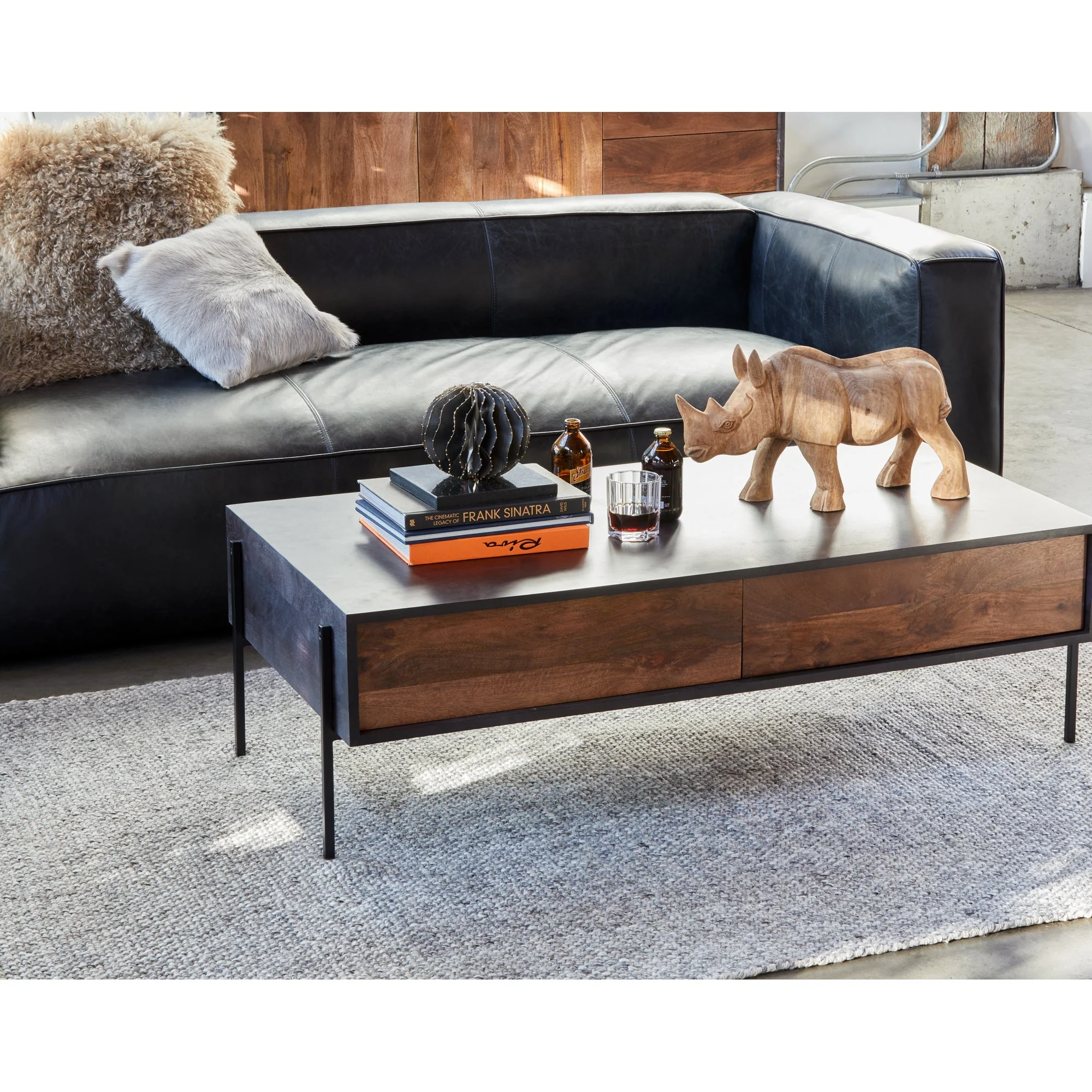 Moe's Home Collection Kirby Black Leather Sofa - Image 8