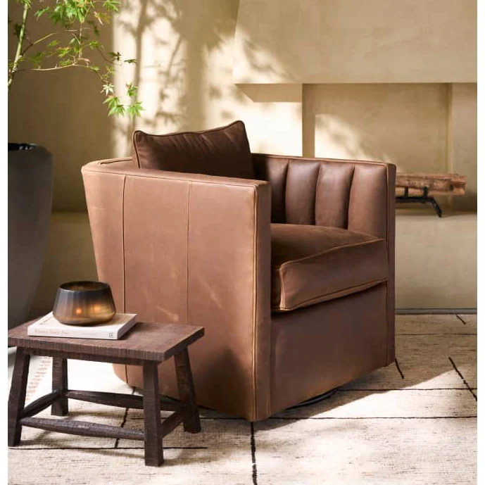 Rowe Furniture Kitt Leather Swivel Chair ~ Available To Custom Order In All Leathers