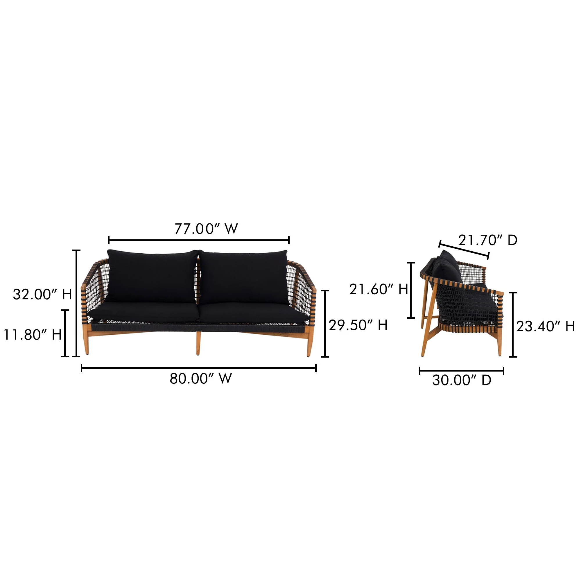 Moe's Home Collection Kuna Black Outdoor Sofa - Image 9