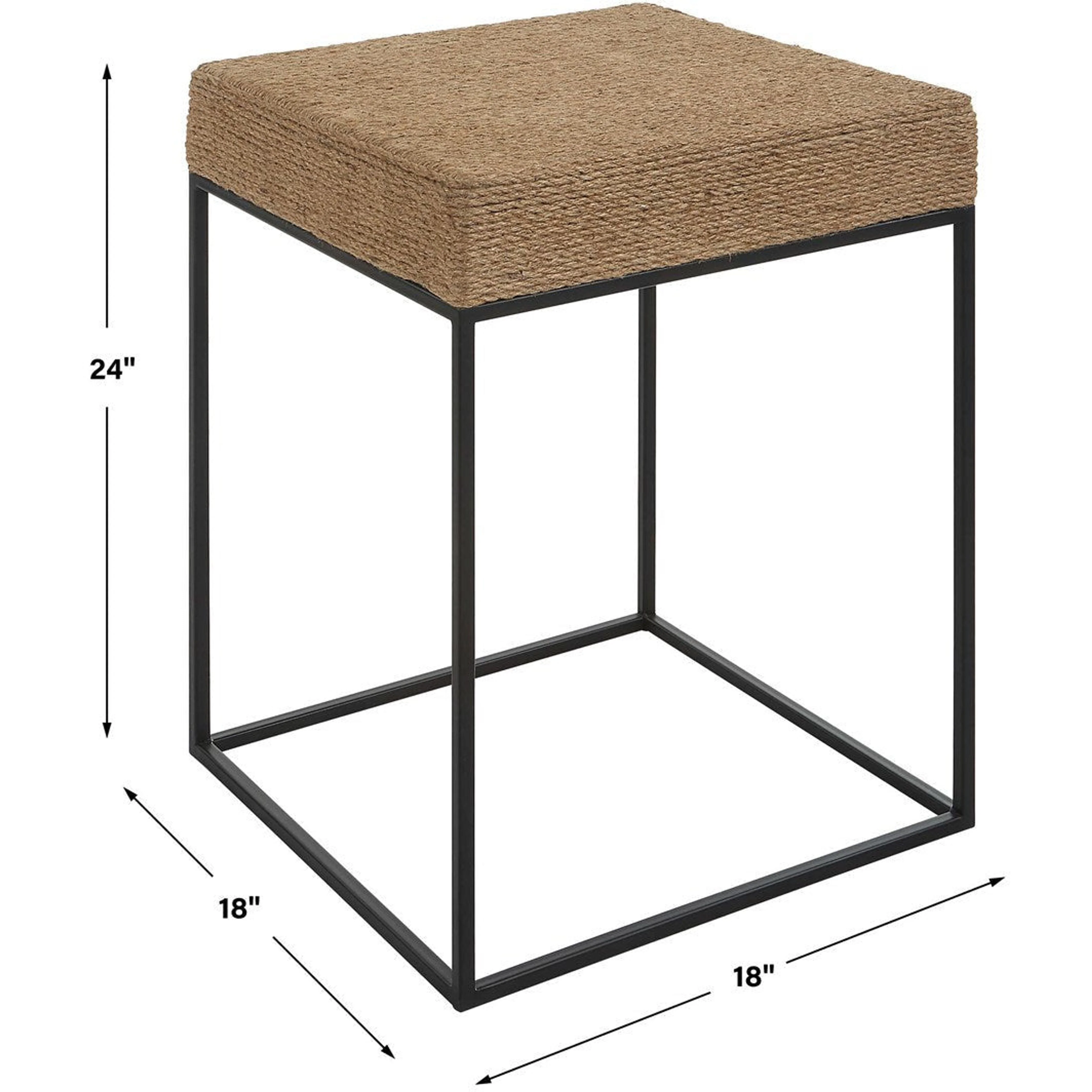 Uttermost Laramie Natural Braided Rope Top With Matte Black Iron Modern Coastal Accent Table - Image 6