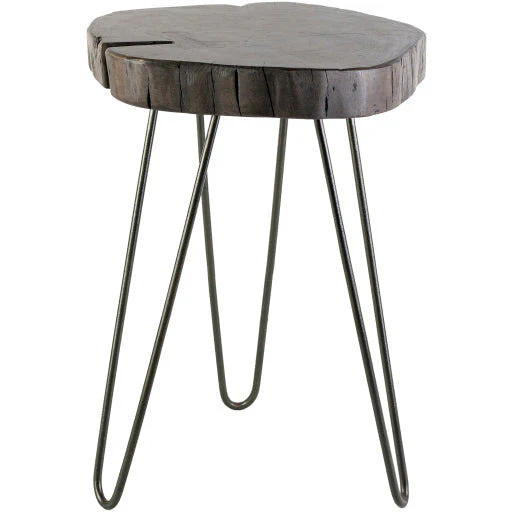 Surya Larissa Modern Gray Wood Top With Black Metal Base Accent Side Table LRI-001 - Image 2