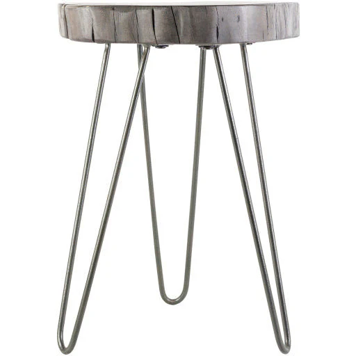 Surya Larissa Modern Gray Wood Top With Black Metal Base Accent Side Table LRI-001 - Image 4