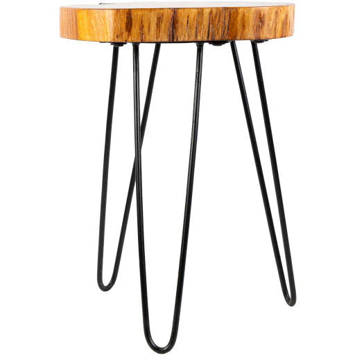 Surya Larissa Modern Natural Wood Top With Charcoal Gray Metal Base Accent Side Table LRI-002 - Image 3