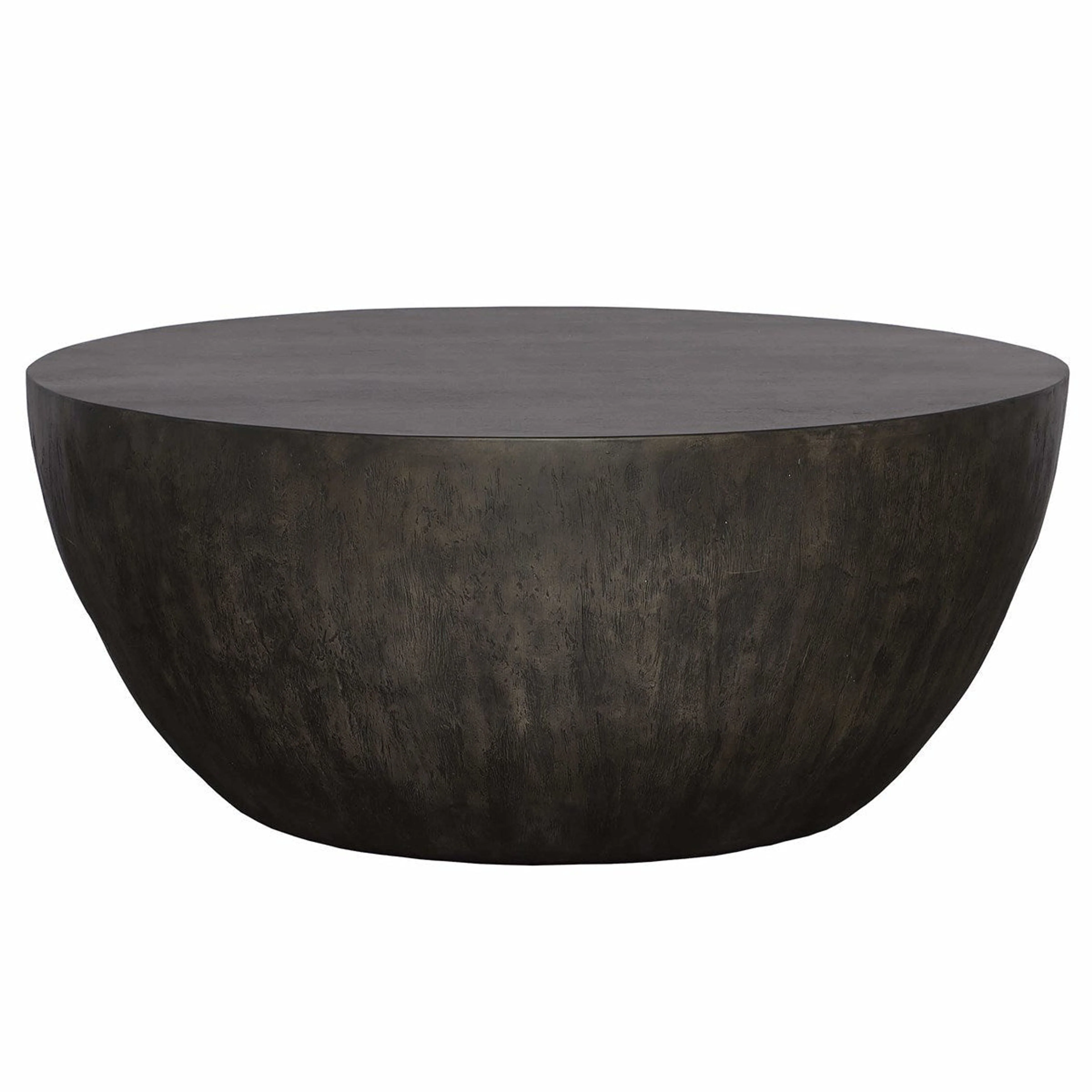 Uttermost Lark Aged Walnut Gray Mango Wood Modern Round Coffee Table