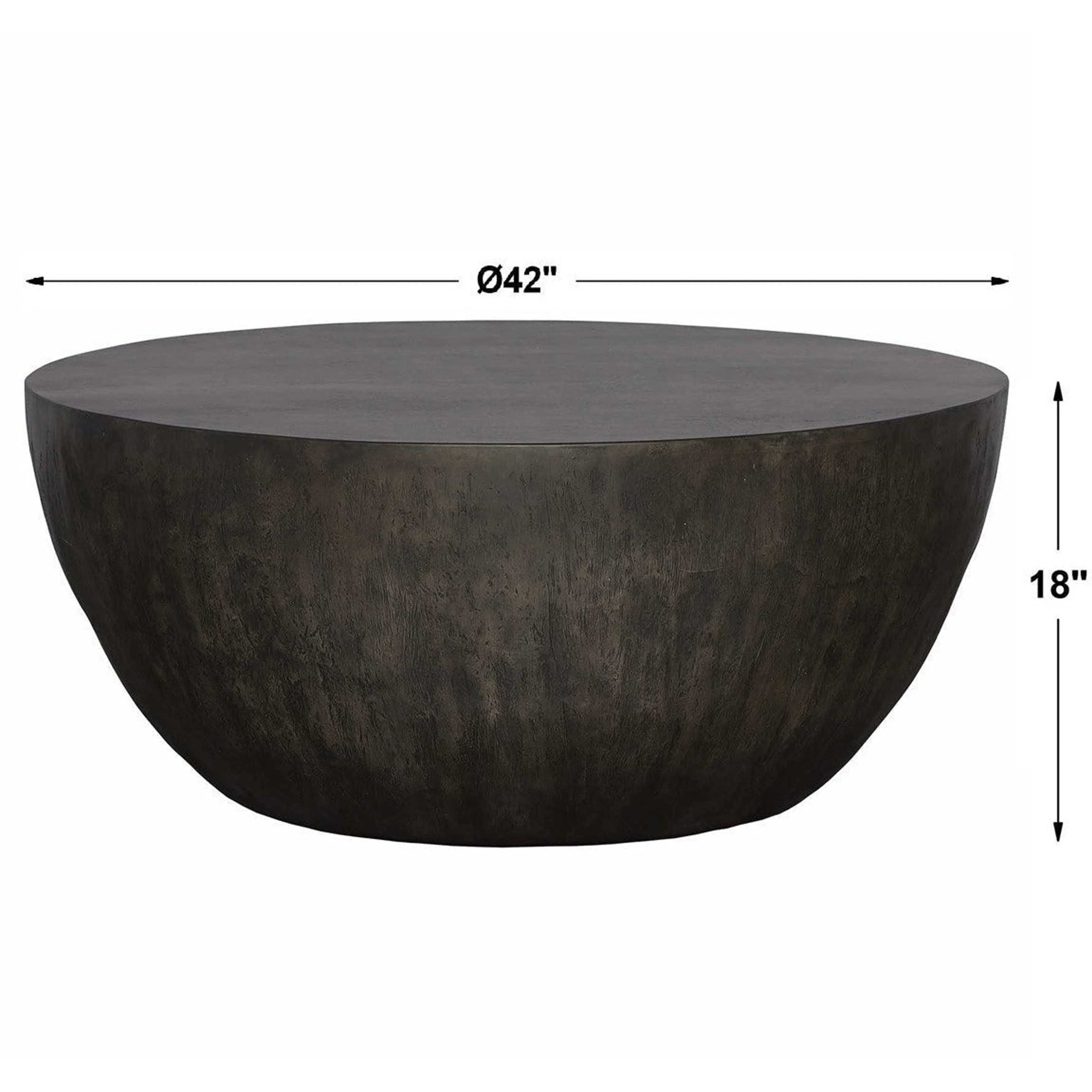 Uttermost Lark Aged Walnut Gray Mango Wood Modern Round Coffee Table - Image 5