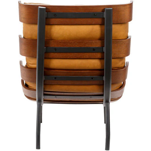 Surya Laval Modern Channeled Cognac Leather Lounge Accent Chair - Image 8