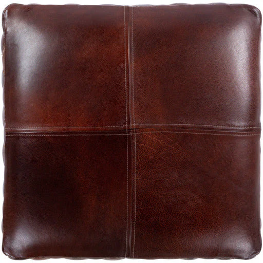 Surya Leonardo Modern Rustic Brown Quilted Leather Ottoman LOPF-001 - Image 4