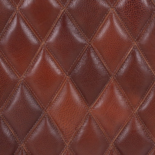 Surya Leonardo Modern Rustic Brown Quilted Leather Ottoman LOPF-001 - Image 6