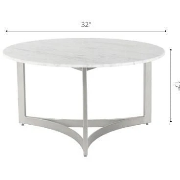 Surya Lismore Modern White Marble Top With Gold Metal Base Round Coffee Table LIS-001 - Image 2