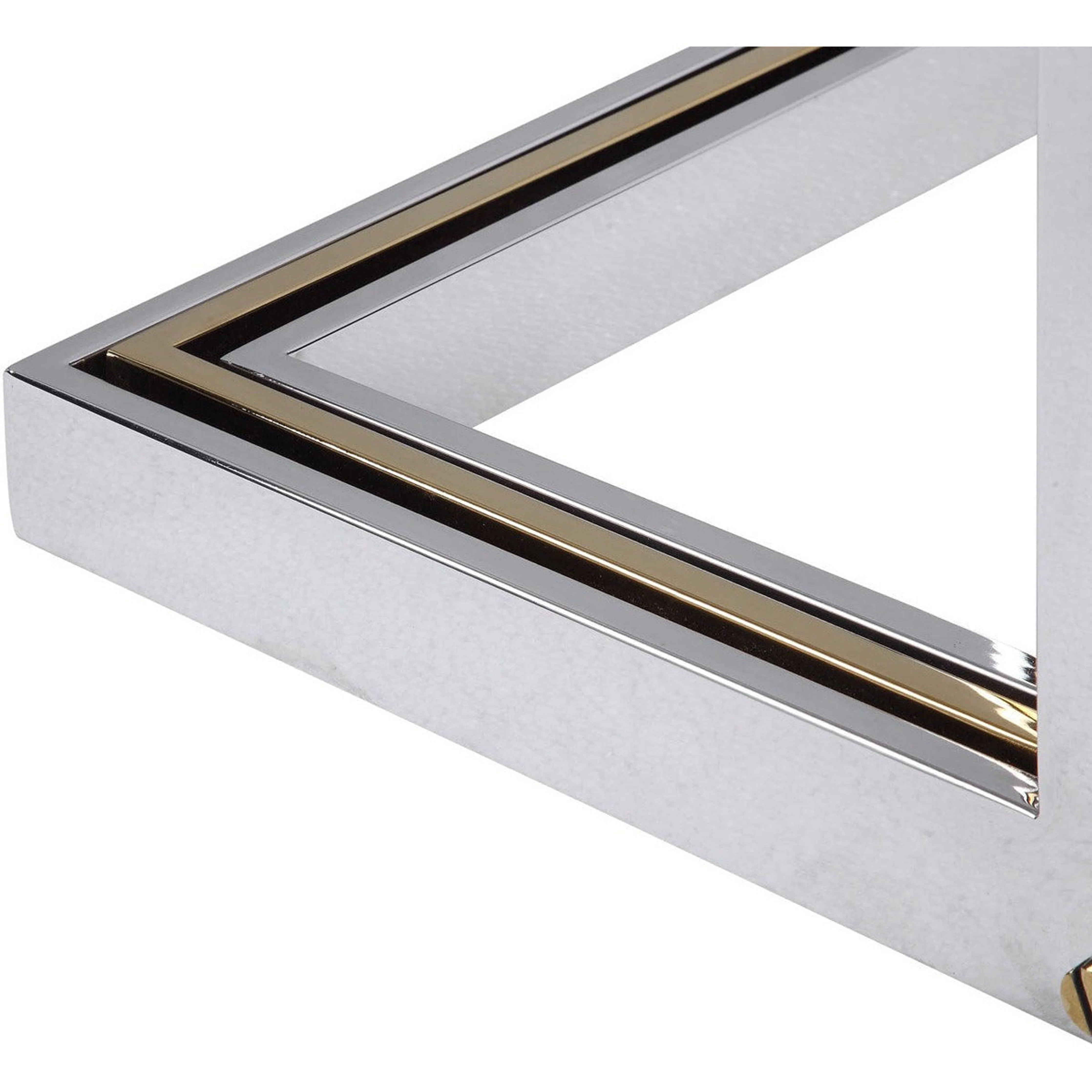 Uttermost Locke Glass Top With Polished Nickel and Gold Base Contemporary Console Table - Image 7