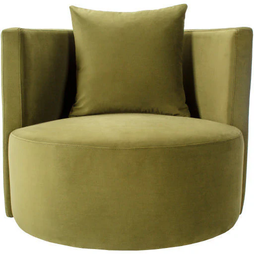 Surya Lorient Modern Olive Velvet Swivel Chair - Image 5