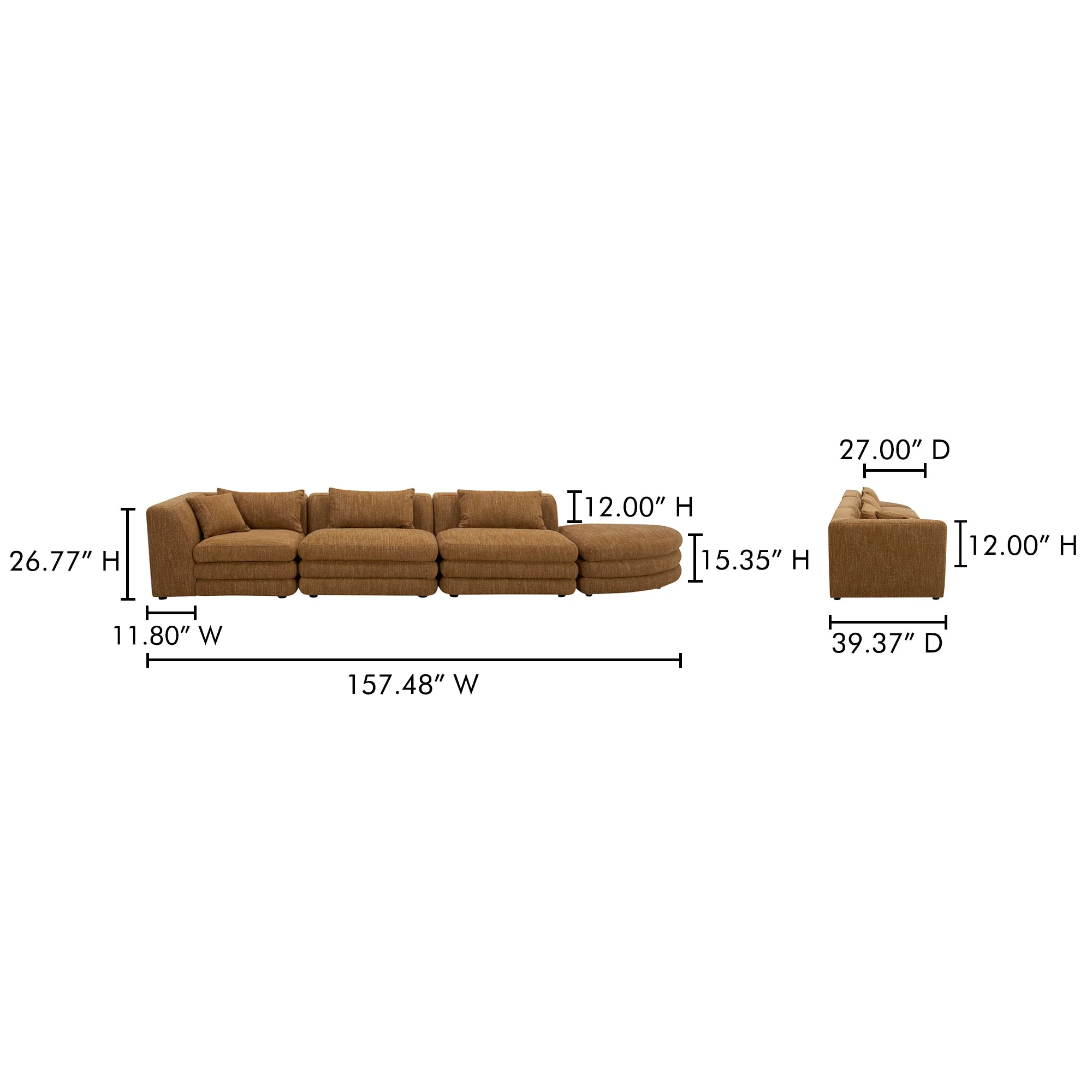 Moe's Home Collection Lowtide Linear Amber Glow Modular Sectional - Image 7