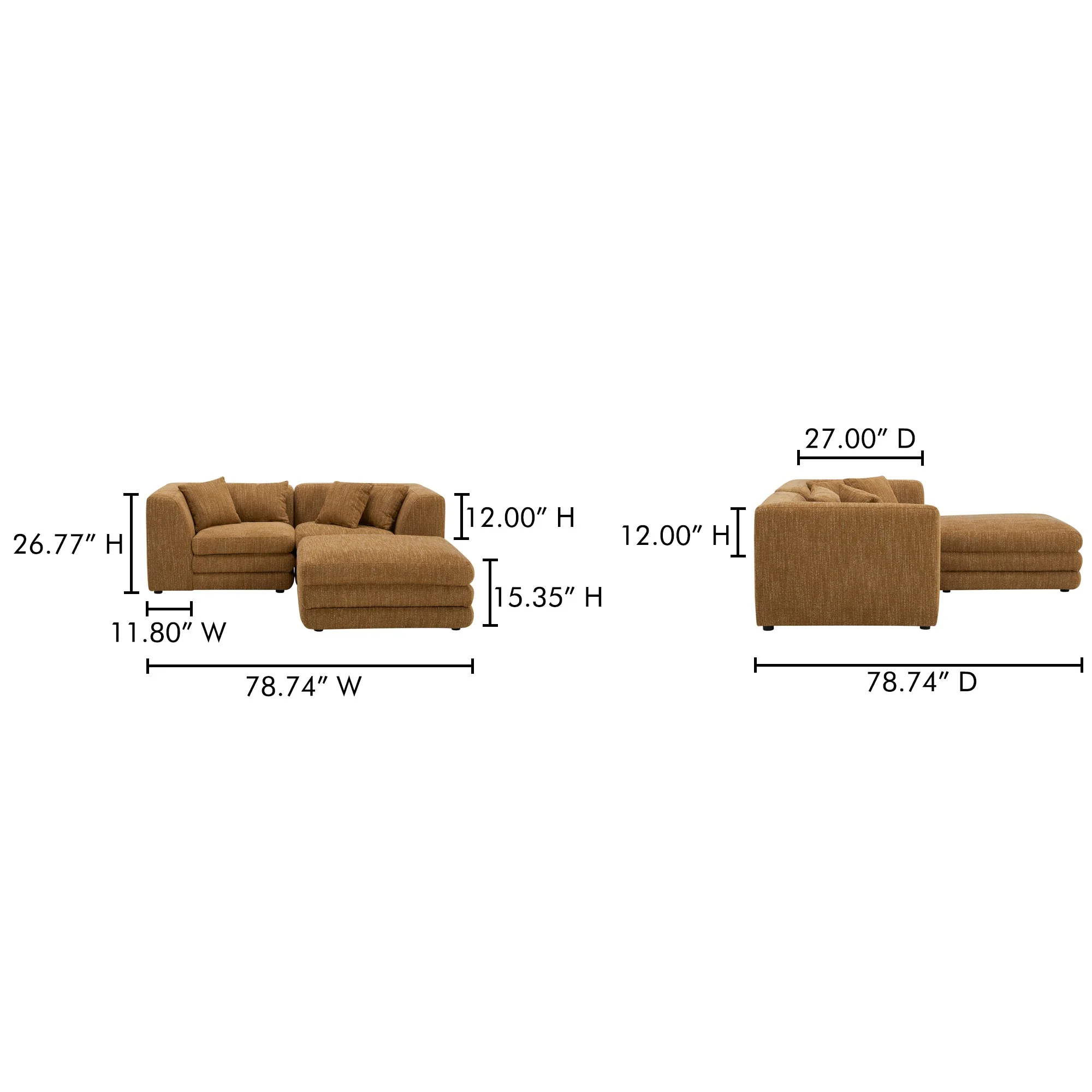Moe's Home Collection Lowtide Nook Modular Amber Glow Sectional - Image 7