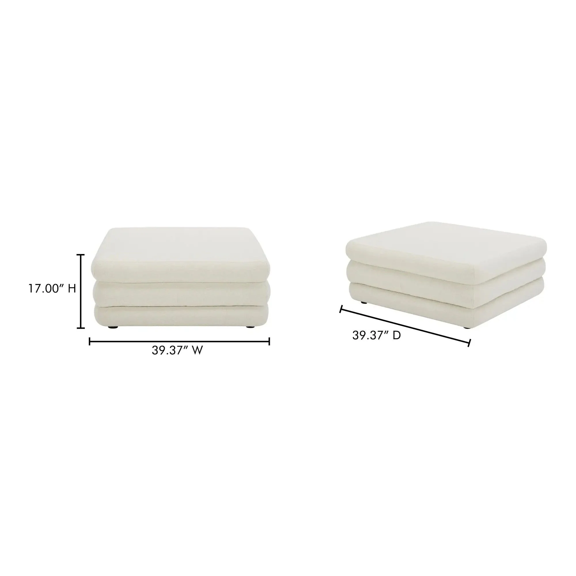 Moe’s Home Collection Lowtide Warm White Ottoman - Image 6