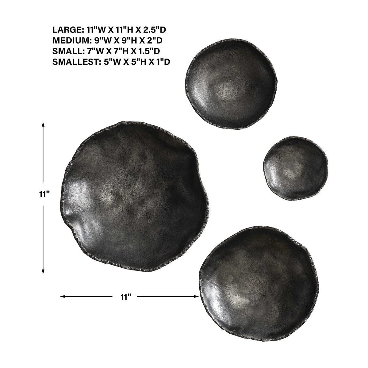 Uttermost Lucky Coins Set of 4 Nickel Bowls Metal Wall Decor - Image 8