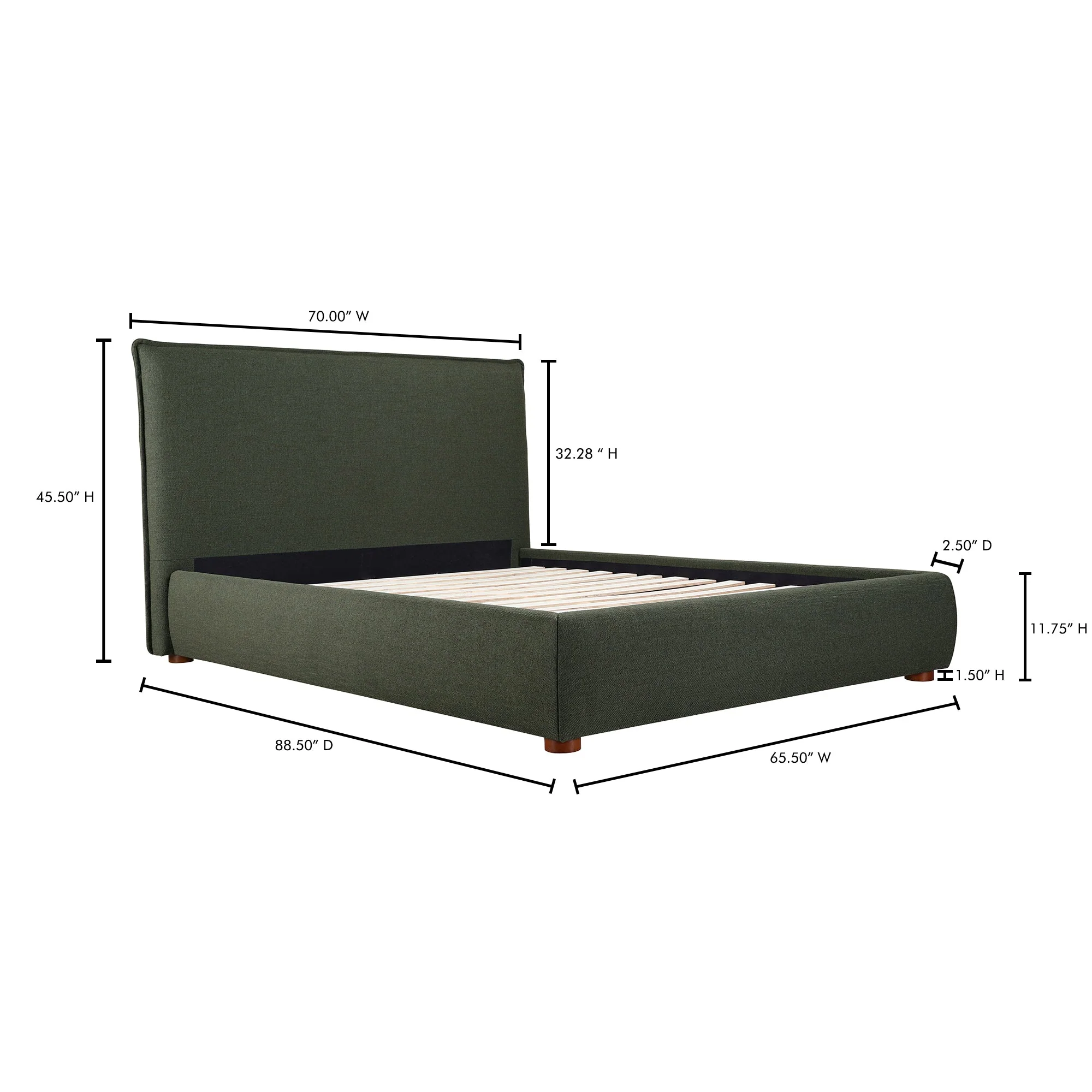 Moe's Home Collection Luzon Green Upholstered Queen Size Bed - Image 14