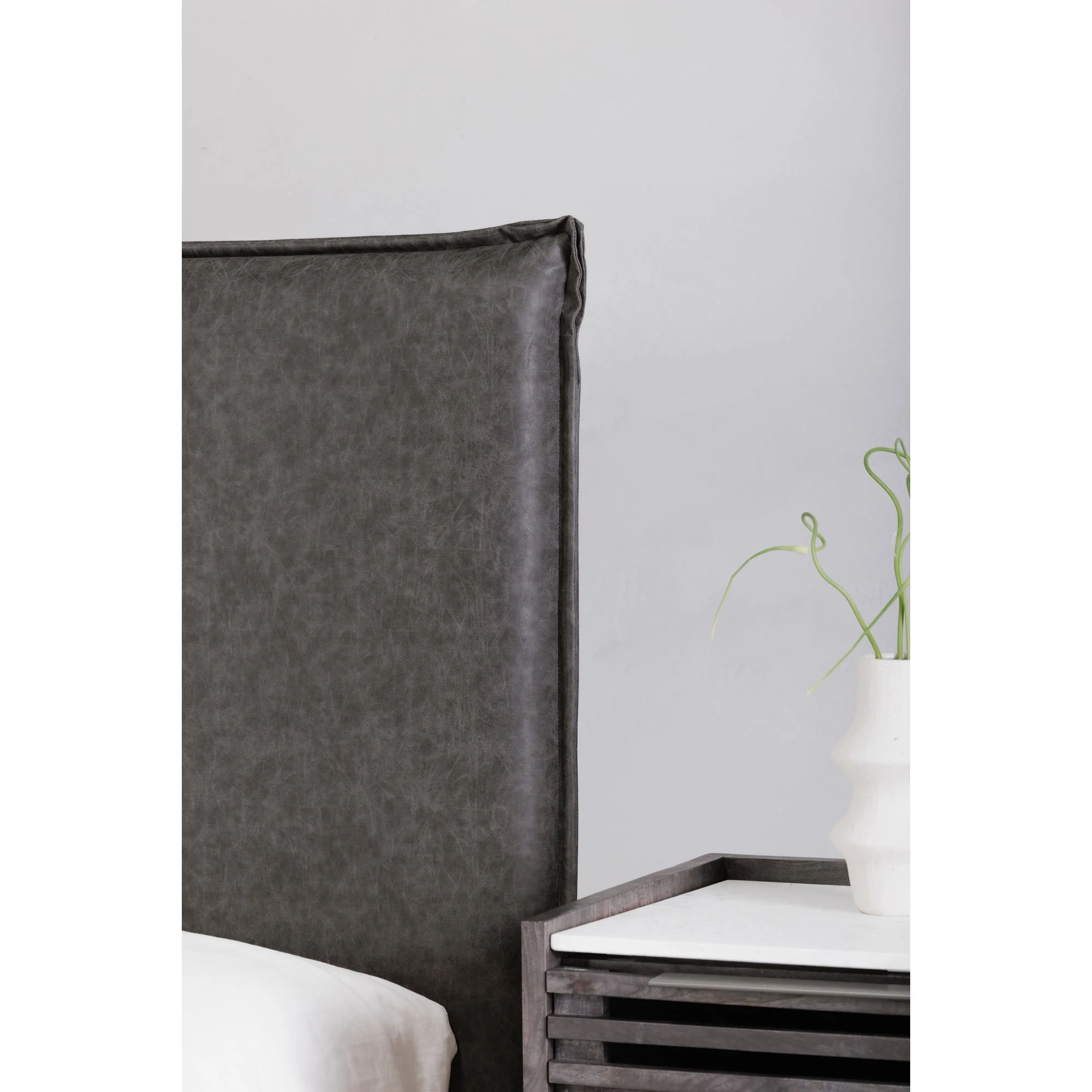 Moe's Home Collection Luzon Slate Vegan Leather Upholstered Queen Size Bed - Image 12