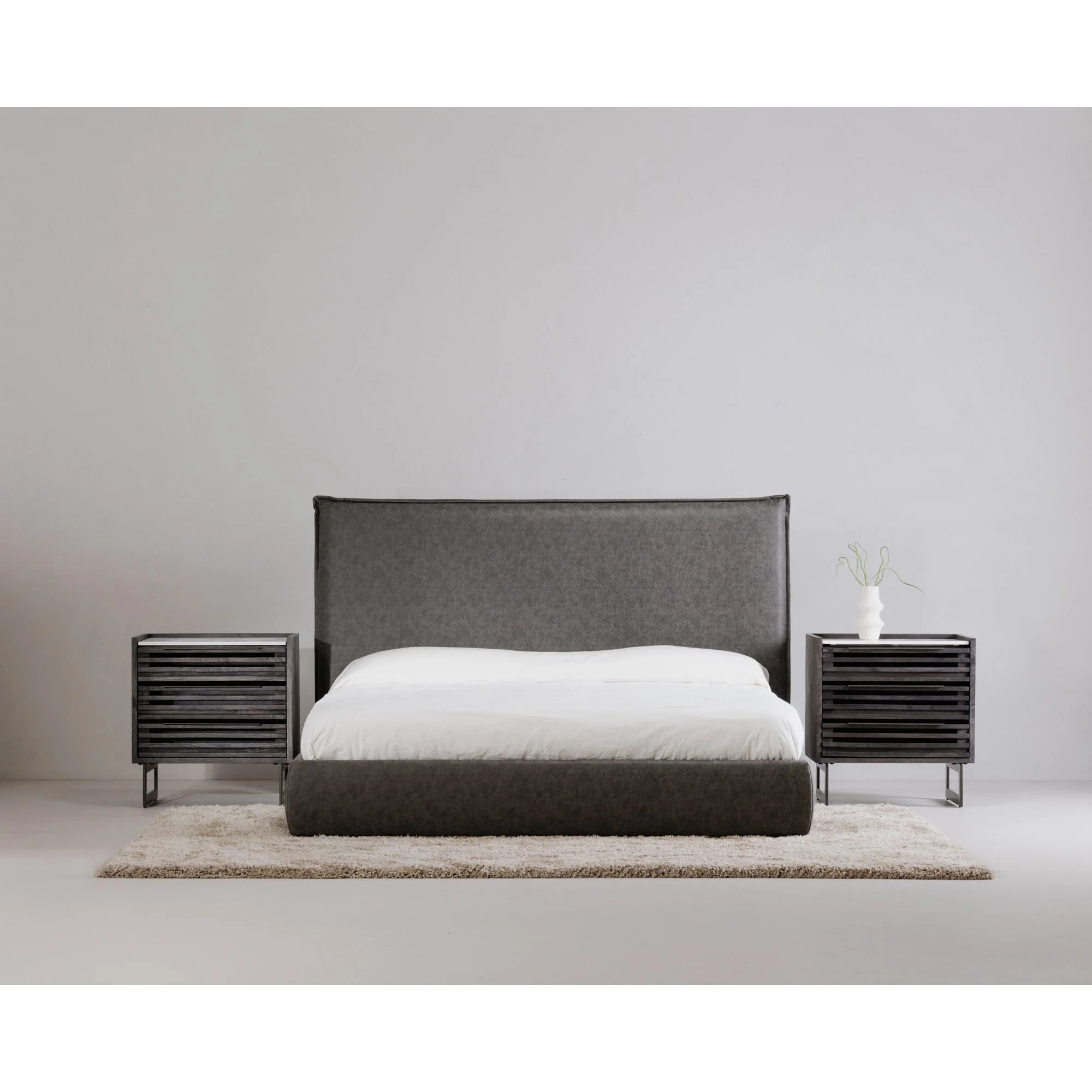 Moe's Home Collection Luzon Slate Vegan Leather Upholstered Queen Size Bed - Image 13