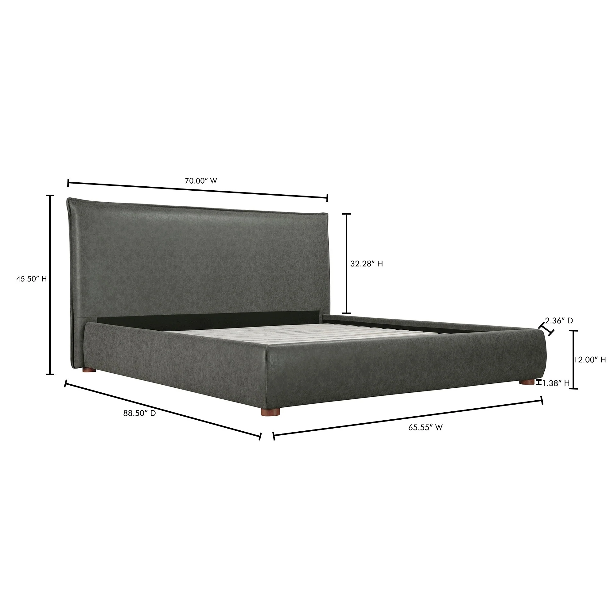 Moe's Home Collection Luzon Slate Vegan Leather Upholstered Queen Size Bed - Image 14