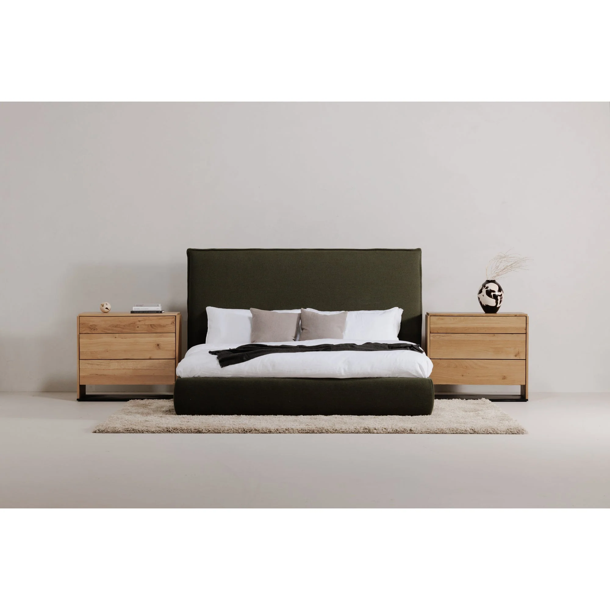 Moe's Home Collection Luzon Green Upholstered Queen Size Bed With Tall Headboard - Image 13