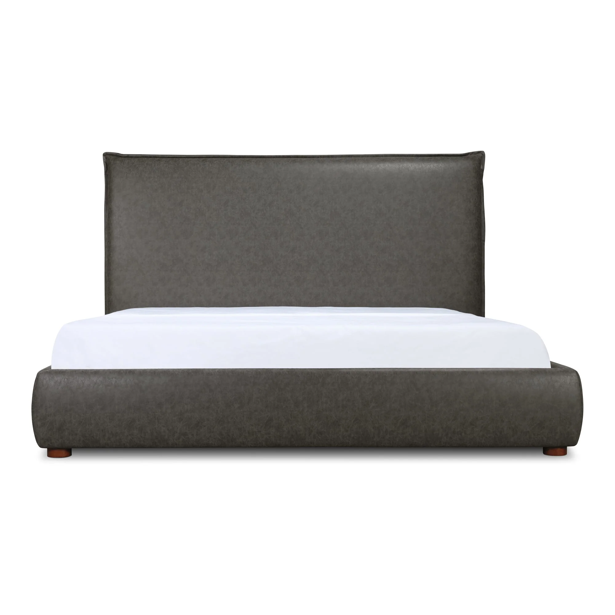 Moe's Home Collection Luzon Slate Vegan Leather Upholstered Queen Size Bed With Tall Headboard - Image 3