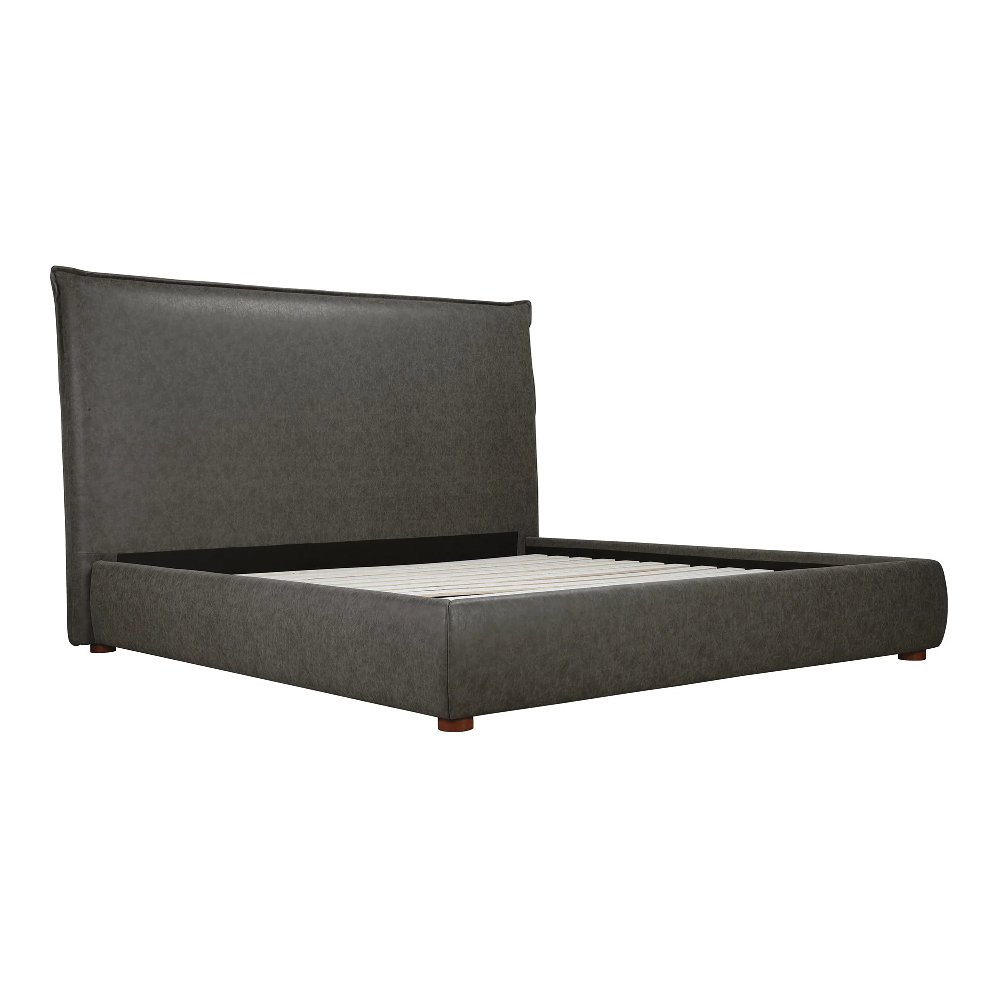 Moe's Home Collection Luzon Slate Vegan Leather Upholstered Queen Size Bed With Tall Headboard - Image 4