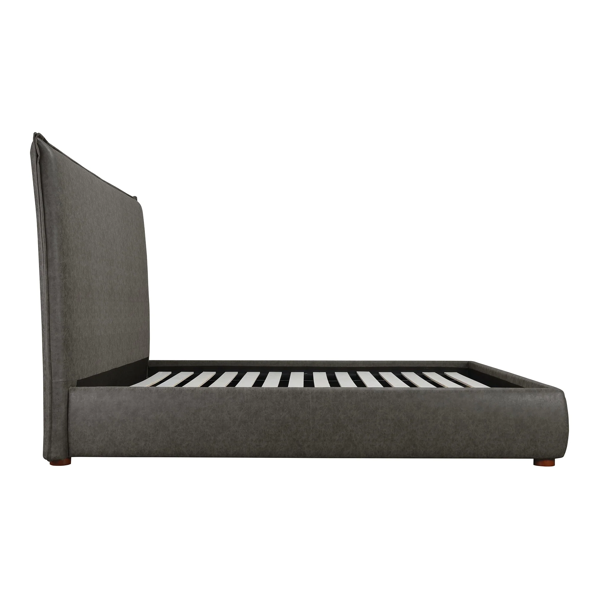 Moe's Home Collection Luzon Slate Vegan Leather Upholstered Queen Size Bed With Tall Headboard - Image 5