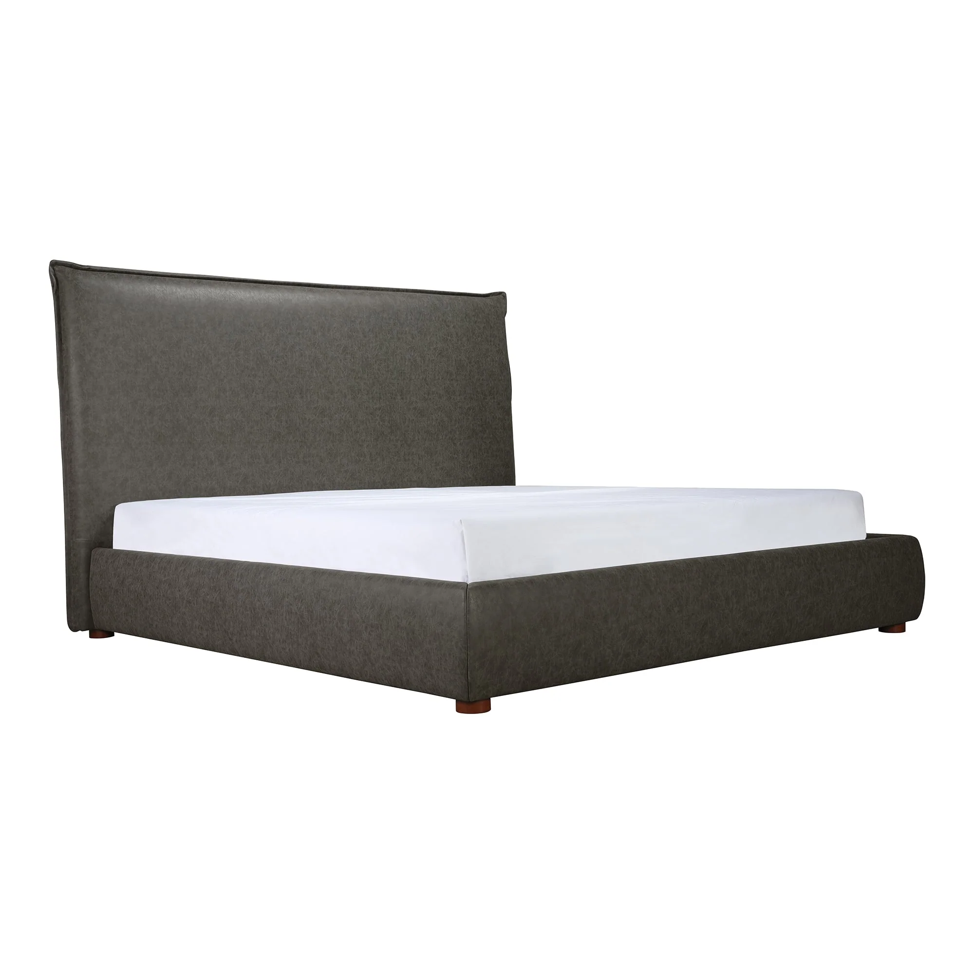 Moe's Home Collection Luzon Slate Vegan Leather Upholstered Queen Size Bed With Tall Headboard - Image 7