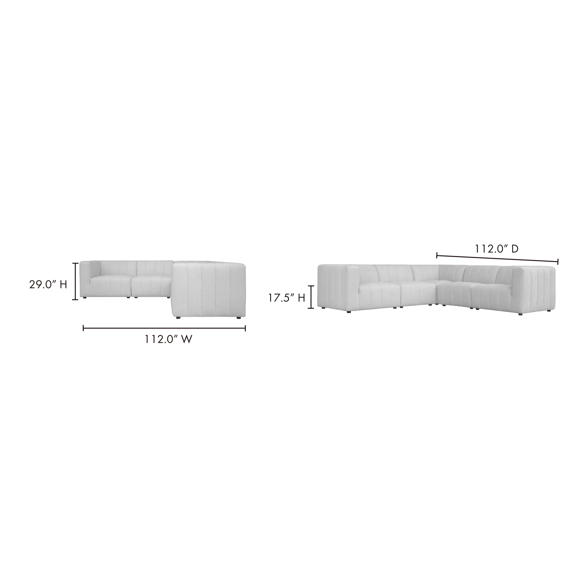 Moe's Home Collection Lyric Classic Oatmeal Beige L- Shaped Modular Sectional - Image 7