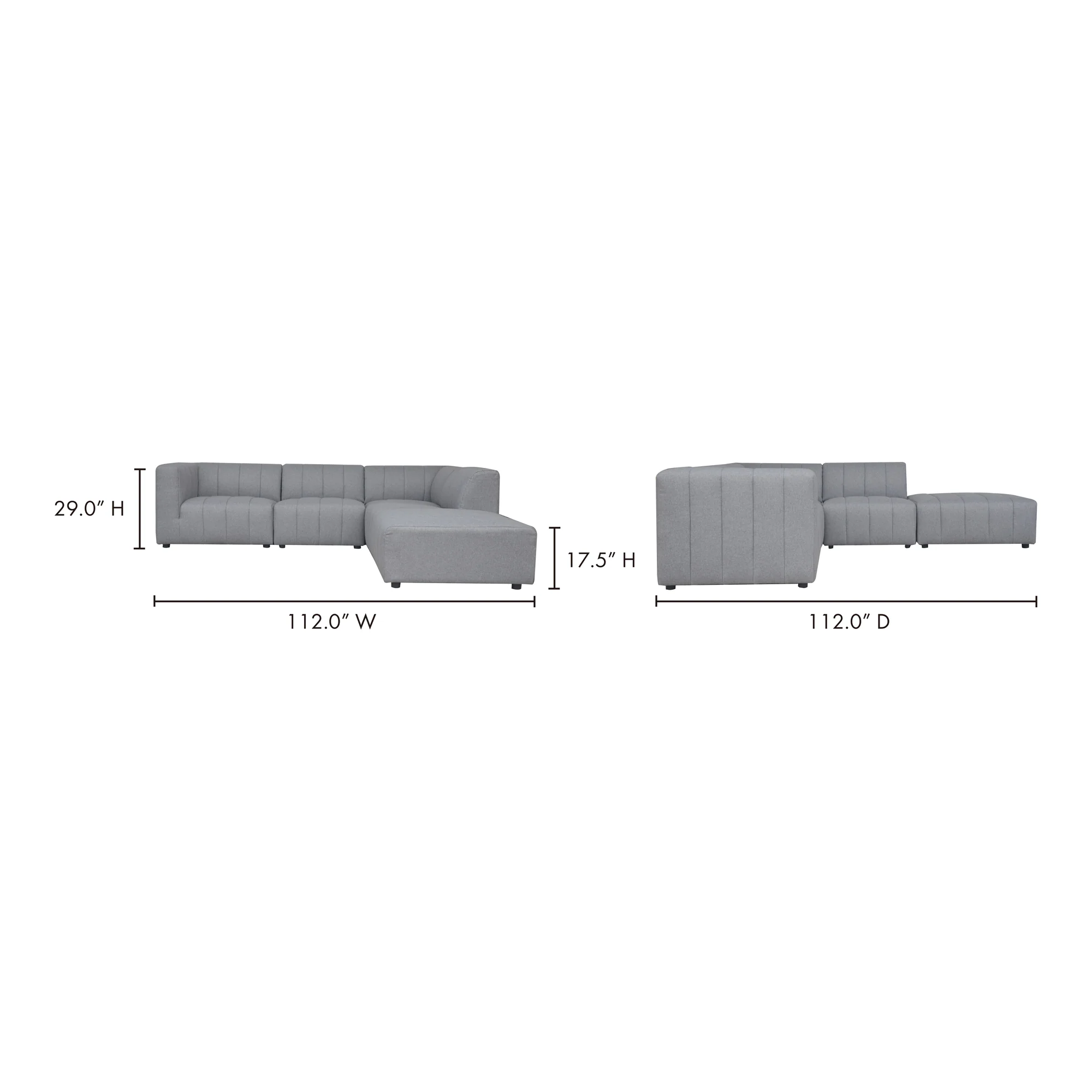 Moe's Home Collection Lyric Dream Grey Modular Right Facing Sectional - Image 7
