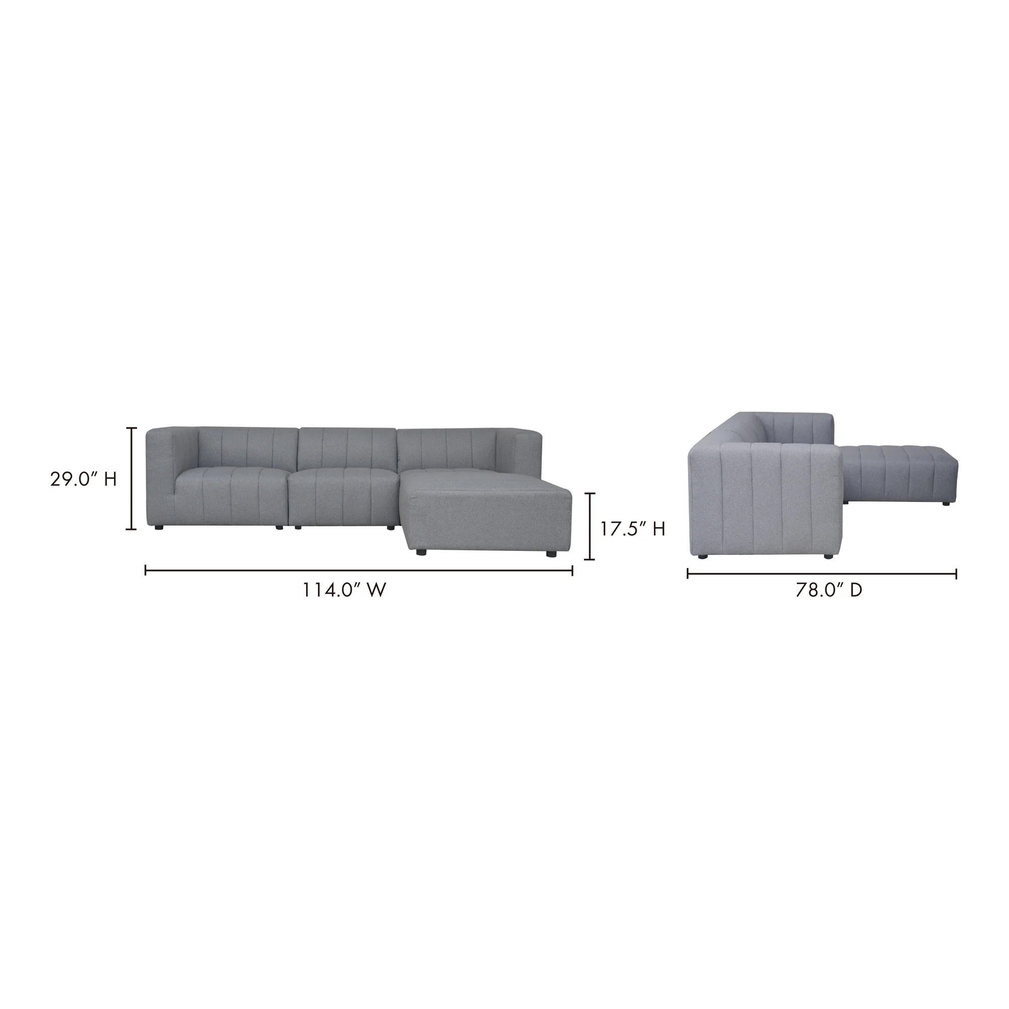 Moe's Home Collection Lyric Lounge Grey Modular Sectional - Image 10