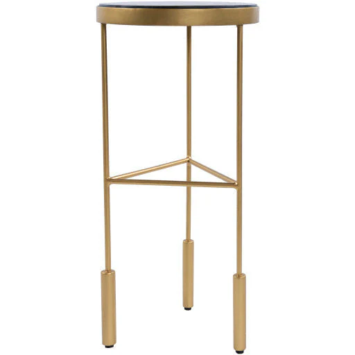 Surya Macon Modern Black Marble Top With Gold Metal Base Round Accent Side Table  MAN-100 - Image 3