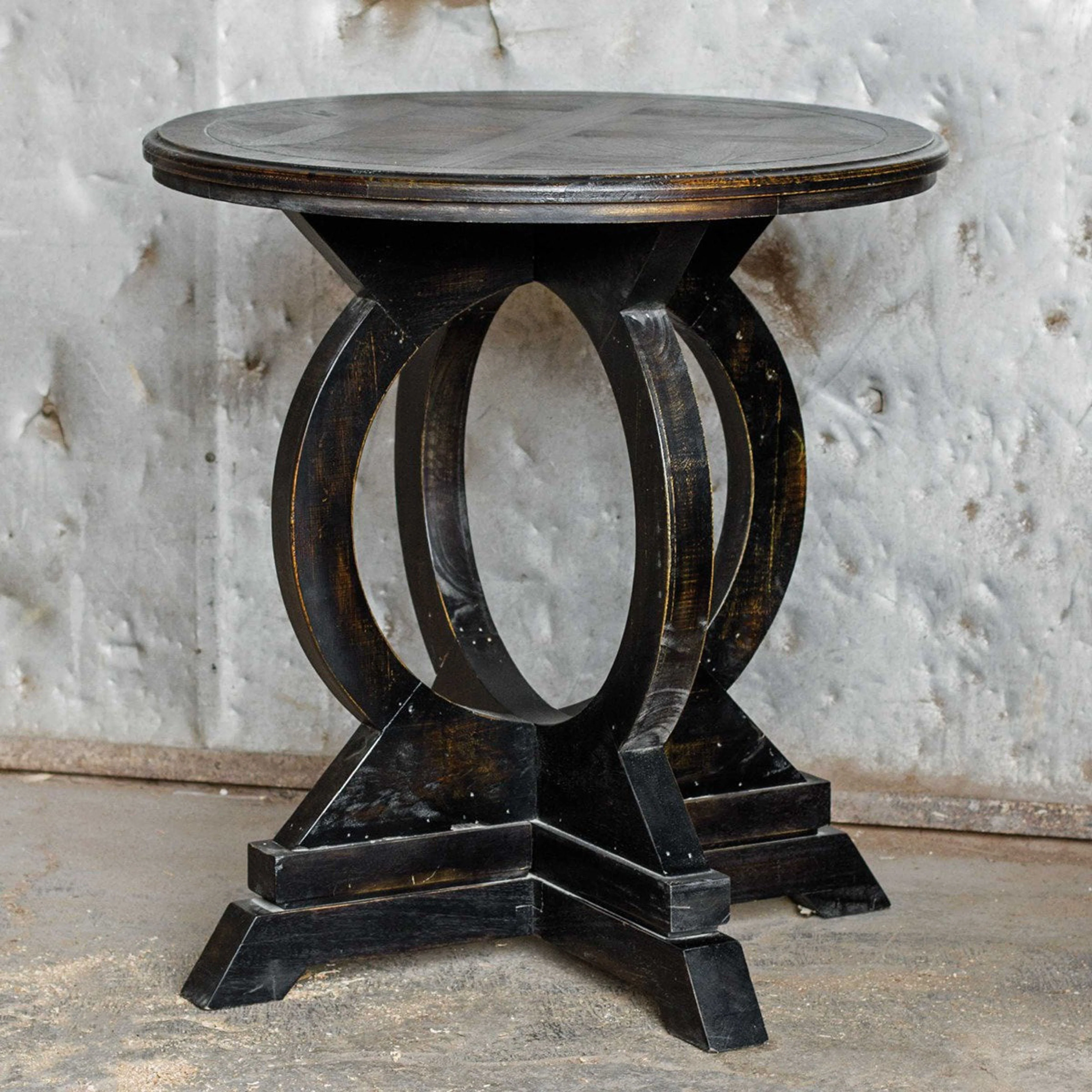 Uttermost Maiva Weathered Black Finish Mango Wood Round Side - Image 2