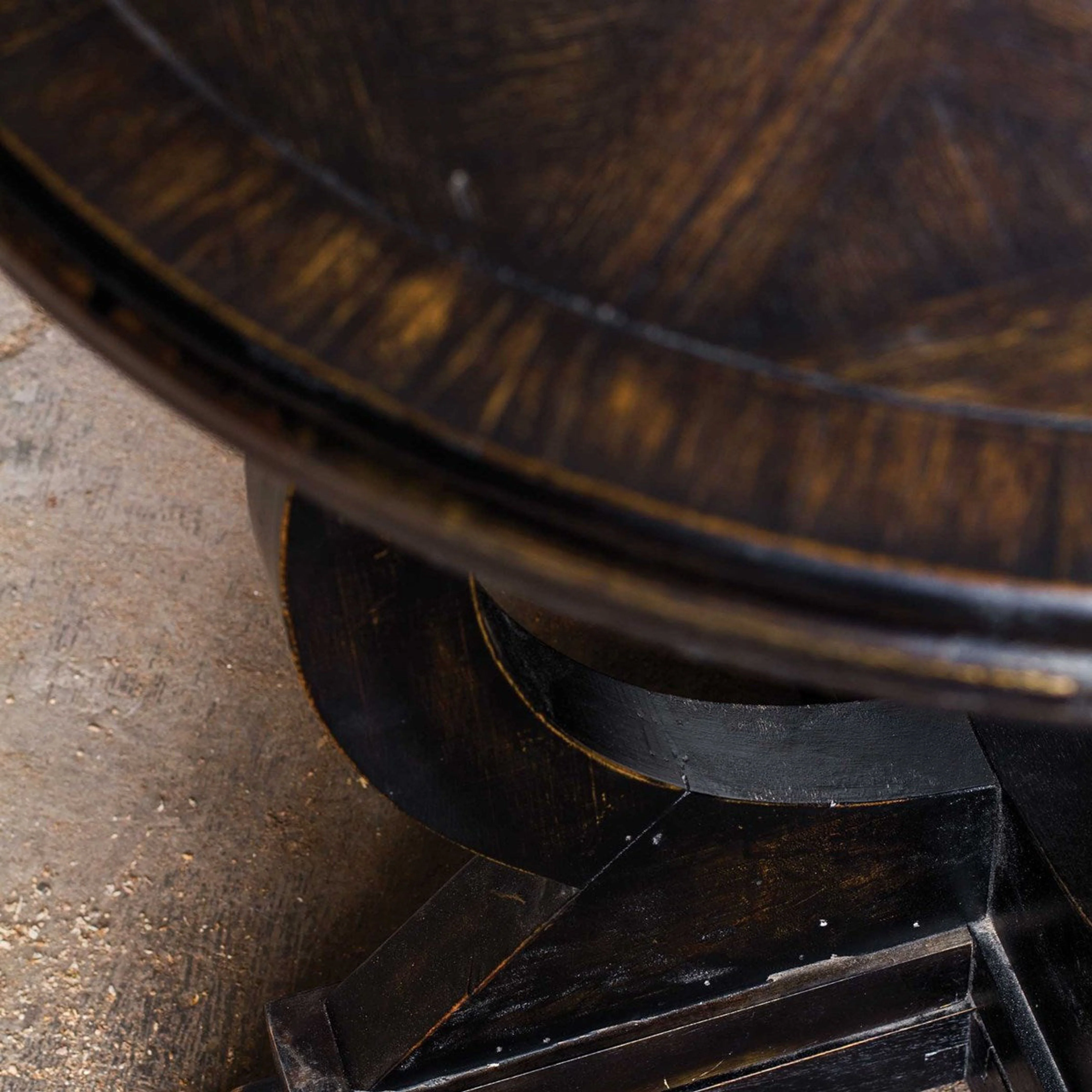 Uttermost Maiva Weathered Black Finish Mango Wood Round Side - Image 3