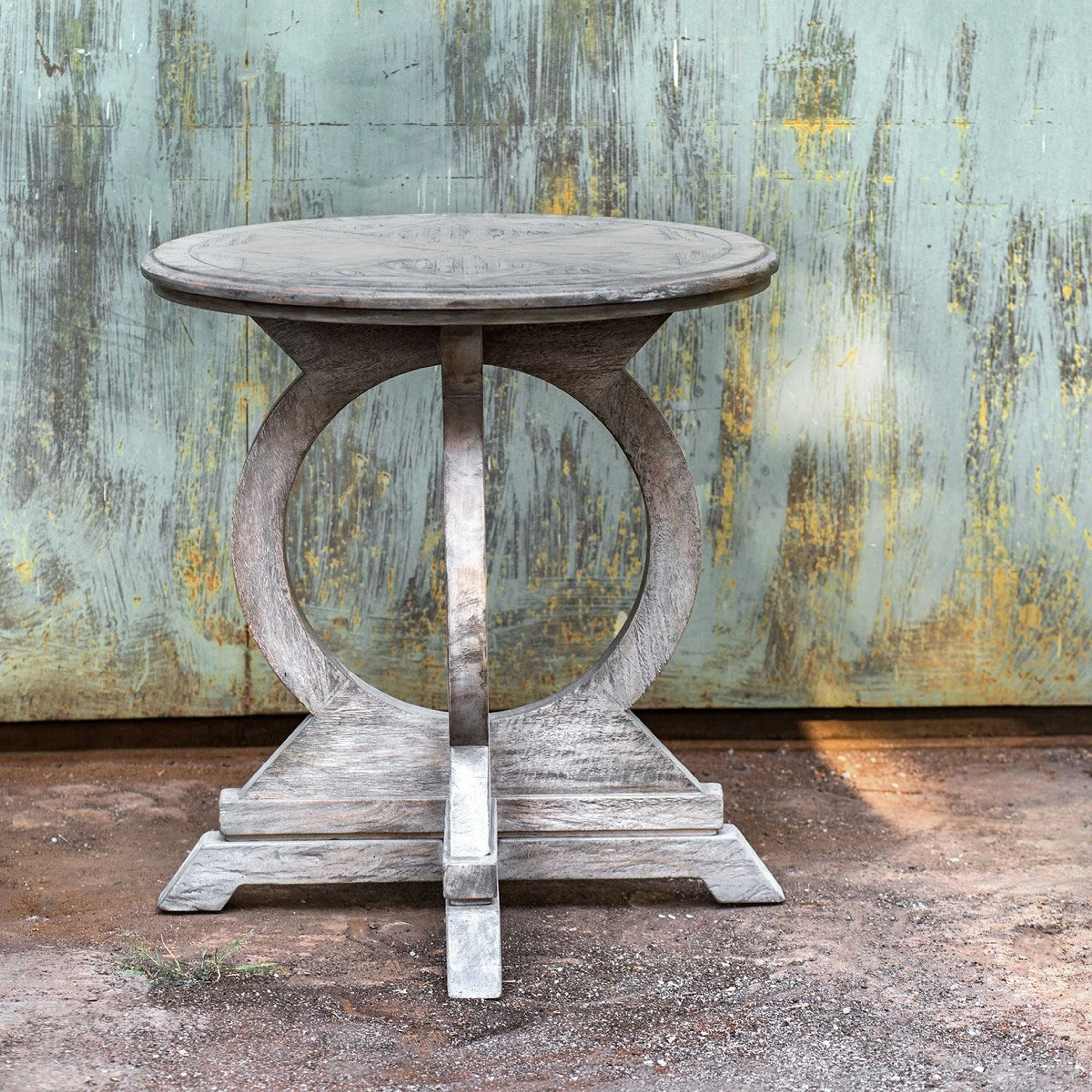 Uttermost Maiva Aged White Mango Wood Round Side Table - Image 2