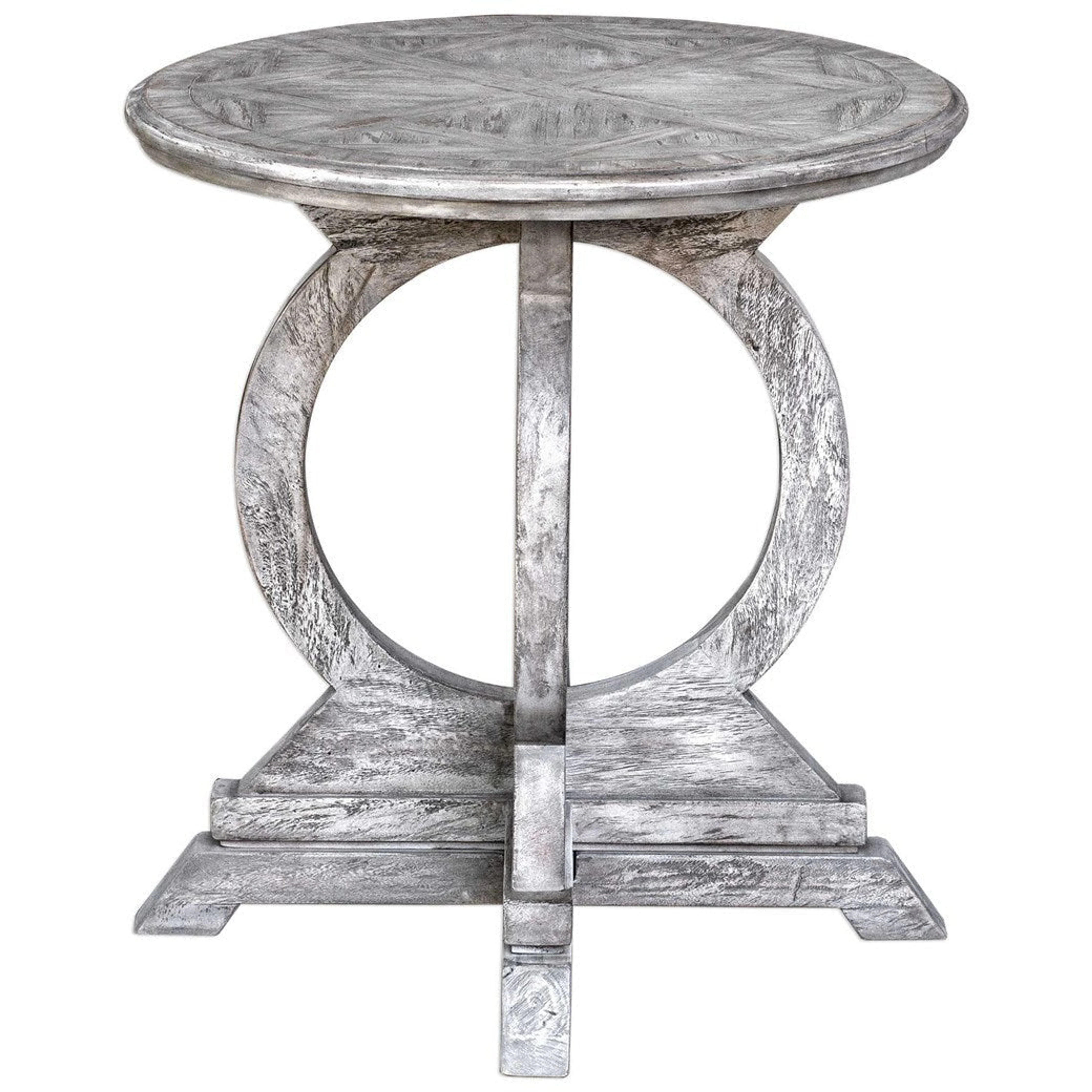Uttermost Maiva Aged White Mango Wood Round Side Table - Image 4