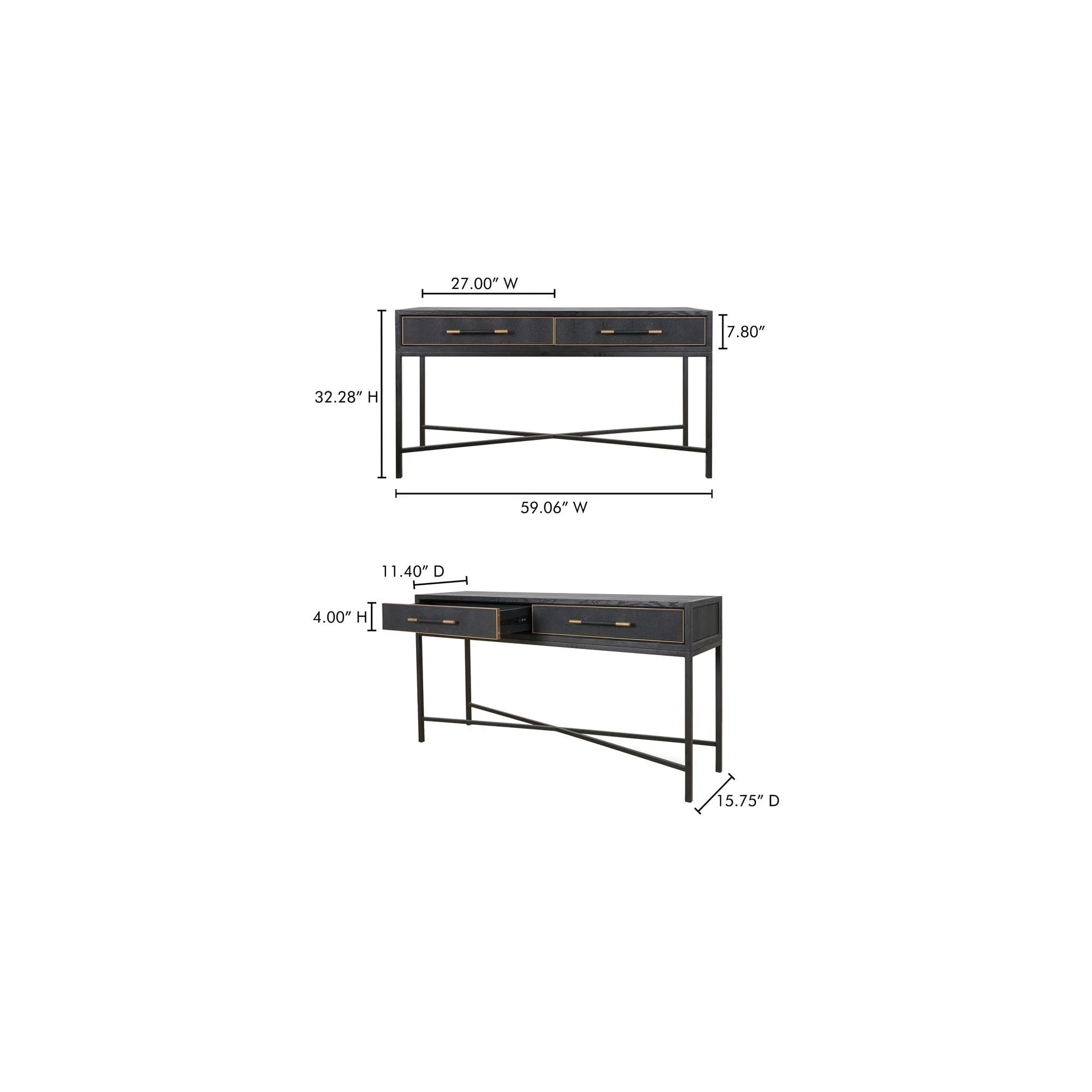 Moe’s Home Collection Mako Black Shagreen Console Table - Image 5