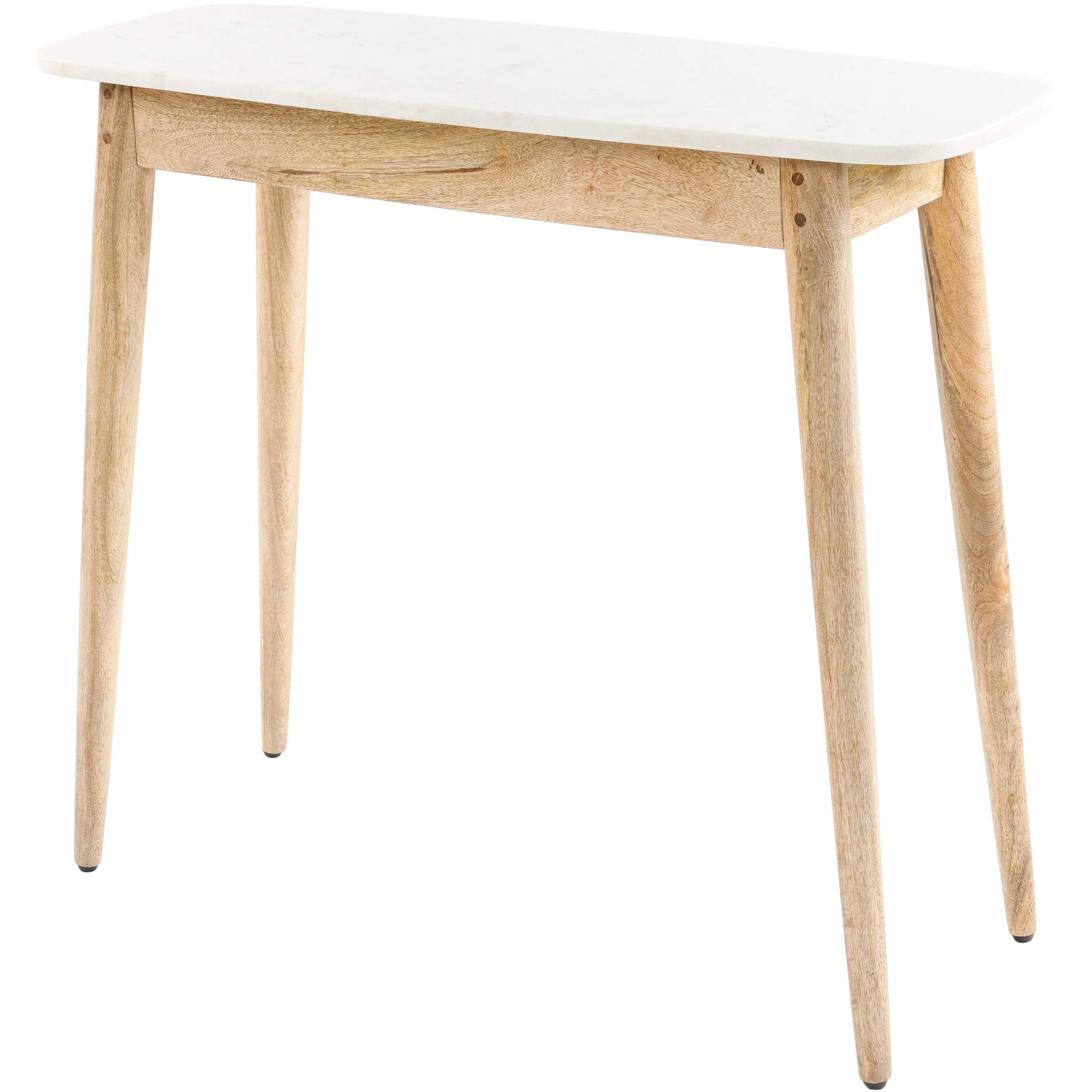 Surya Makrana Modern White Marble Top With Natural Wood Base Console Table MKR-001 - Image 4