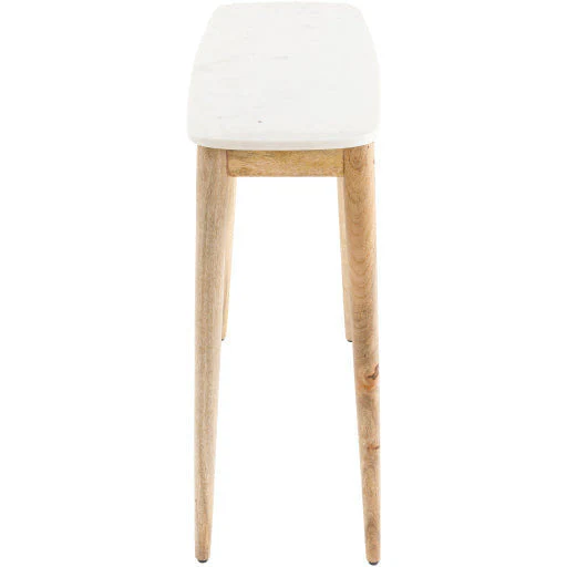 Surya Makrana Modern White Marble Top With Natural Wood Base Console Table MKR-001 - Image 5
