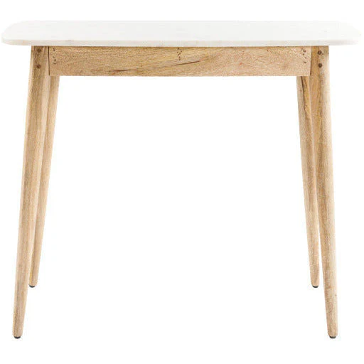 Surya Makrana Modern White Marble Top With Natural Wood Base Console Table MKR-001 - Image 6