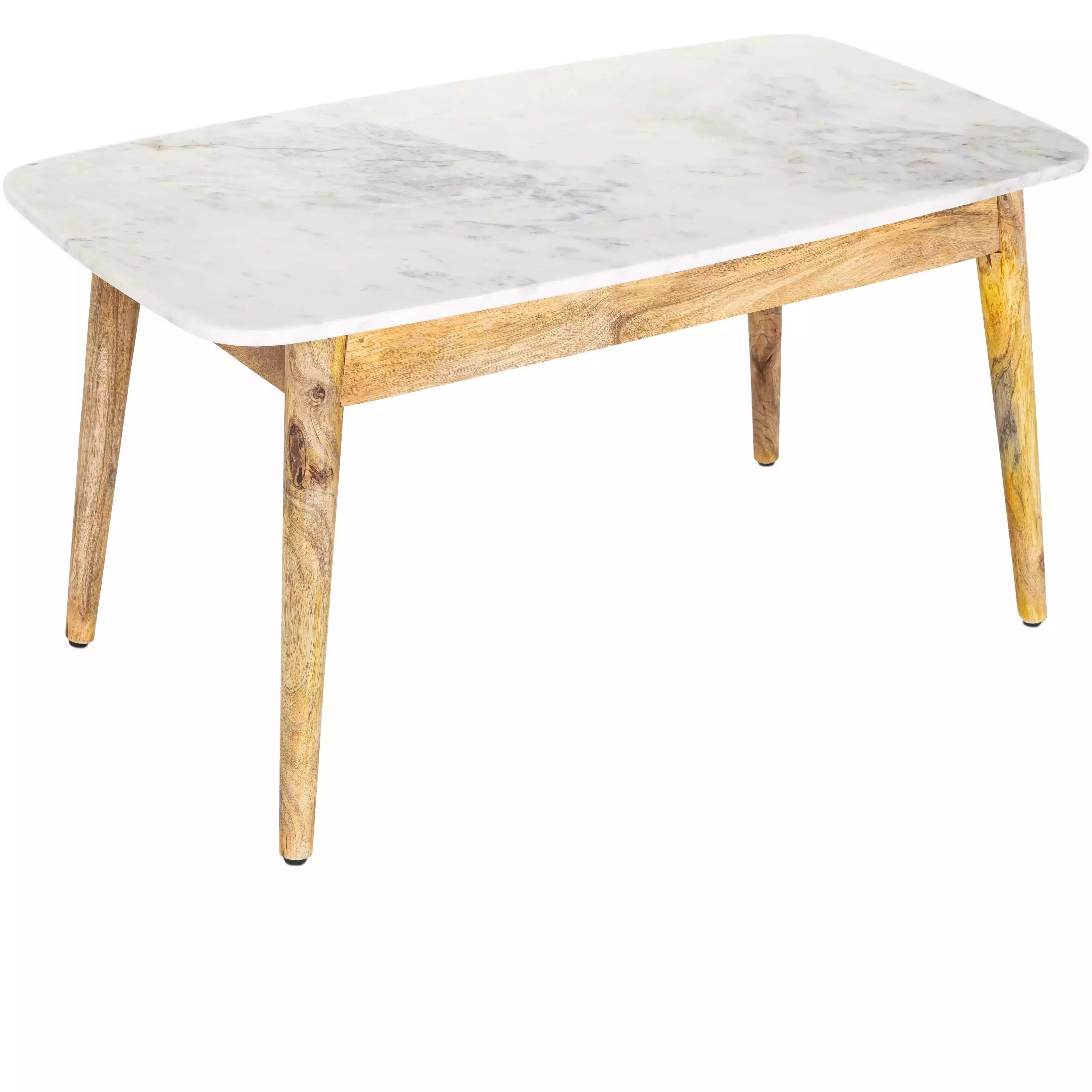 Surya Makrana Modern White Marble Top With Wood Base Coffee Table MKR-002 - Image 2