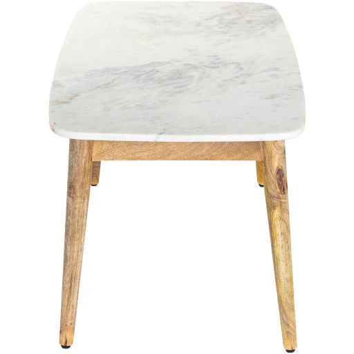 Surya Makrana Modern White Marble Top With Wood Base Coffee Table MKR-002 - Image 5